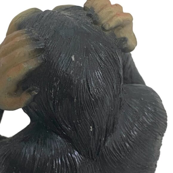 Vintage Monkey Figurine Hear no Evil Chimpanzee Retro Plastic 5.5" High - Picture 9 of 11
